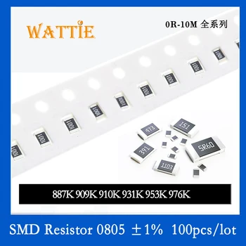 Resistor SMD 0805 1% 887K 909K 910K 931K 953K 976K 100PCS/monte chip resistores de 1/8W 2.0 mm*1,2 mm