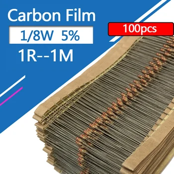 100PCS 1/8W Resistor de Filme de Carbono de 5% 1R2 12R 120R 1K2 12K 120K 1.2 12 120 R K Ohms De 0,125 W 0R--1M