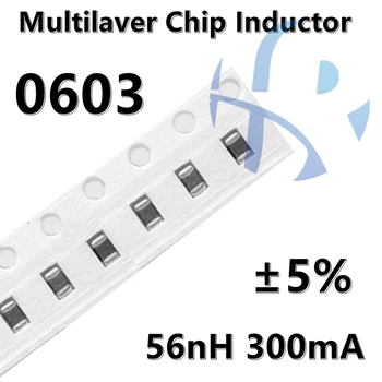 (50pcs) 0603 56nH 300mA 1NH 1.2/2.2/3.3/4.7/10/22/33/47/68/82/100NH ±0.3 NH ±5% SMD Multilaver Chip de Alta Freqüência Indutor
