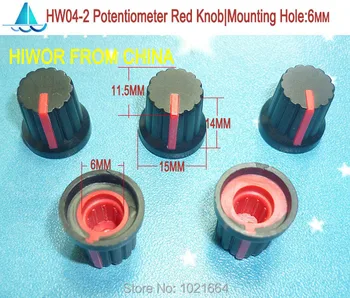 100pcs/monte HW04-2 de Alta qualidade de Plástico Vermelho Potenciômetro de Botão (Para Potenciômetro giratório )