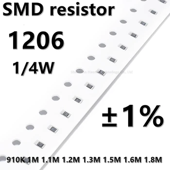 (100pcs) 1206 SMD resistor de 1% 910K 1 M 1.1 M 1.2 M 1.3 M 1,5 M, 1,6 M 1,8 M 1/4W de qualidade superior