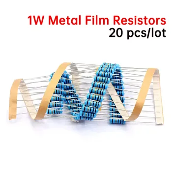 20 pcs/monte 1W de resistores de Filme de Metal de 1% 1R - 1M 1 2 10 22 47 100 330 ohm 1K 4.7 K 10 K 22 K 47K 100K 330K 470K 2R 10R 22R 47R 100R Ohm