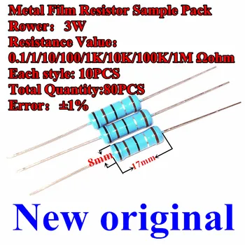 Novo Original do Metal de resistores de Filme de Exemplo Pack 1% 3W / 1.2/12/120/1.2 k /12k/120k Ω OHMS Anéis Coloridos