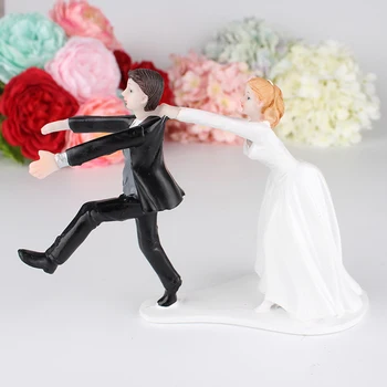 Casamento da Noiva E do Noivo Figuras de Bolo Toppers Resina Boneca de Enfeites para O Dia dos Namorados Engajamento Aniversário de Casamento Decoração