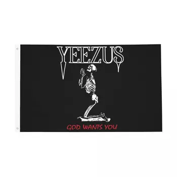 Kanye West Yeezus Esqueleto Bandeira Exterior Banner 2 Ilhós Decoração Dupla Face 60x90 90x150cm Bandeiras