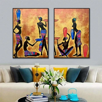 Africana, Mulher Negra de Lona da Pintura a África Étnica Arte, impressão de Cartaz Garota Sexy Arte de Parede Fotos de Sala de estar Decoração Home da Parede