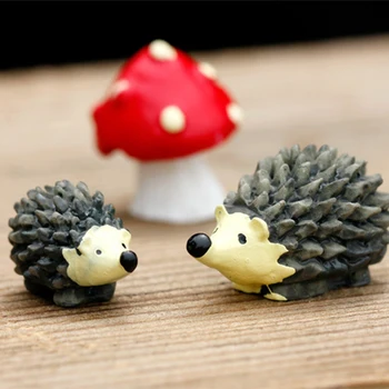 3Pcs/set Artificial mini ouriço com um ponto vermelho cogumelo miniaturas moss terrário artesanato de resina Ação Brinquedo Figuras
