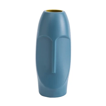 3X Nórdicos Minimalista PE Resumo Vaso Rosto Humano para a criatividade Quarto Decorativos Figue Forma de Cabeça de Vaso-Azul