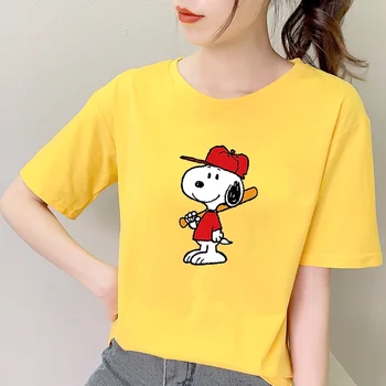 Snoopy Roupas T-shirts coreano de Moda as Mulheres Bonito Tops cor-de-Rosa Menina Camisetas Ropa de Mujer Blusas Kawaii Camiseta de Anime de Verão bonito