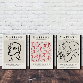 Henri Matisse Pintura Abstrata Minimalista, Ilustração, Arte de Parede de Lona Imprime Vintage Poster Bege Parede a Imagem para a Sala de
