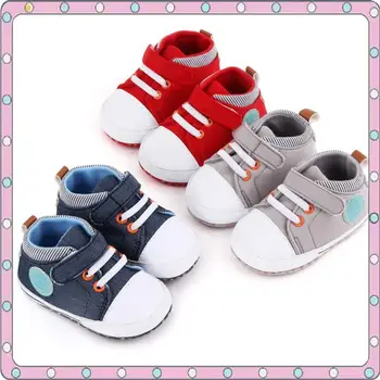 Bebê Sapatos de Desporto Meninos, Tênis de Criança de Lona Macia Casual Primeiro Walker Recém-nascido de Calçado Infantil Anti-derrapante Sapatos de Berço de Bebê Meninas