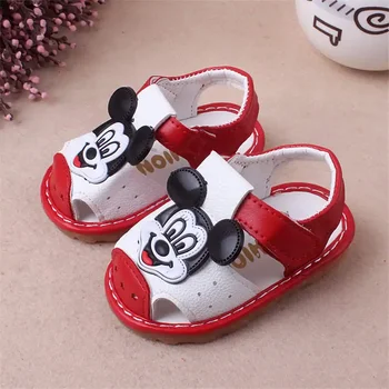 Dos desenhos animados de Disney do mickey verão meninas anti-kick menino chamado sapatos de couro macio, a criança de Princesa sapatos de bebê