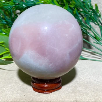 Pink Opal Bola Pedra Natural Esfera De Cristal De Cura Decoração De Quarto De Meditação Reiki Bruxaria Pedra Preciosa+Suporte