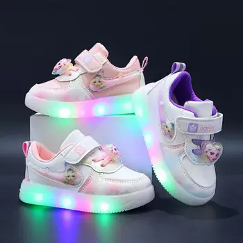 Crianças Congelados Elsa Sapatos de Meninas' Iluminado Conselho de Sapatos Para Crianças de Bebê Menina da Luz Princesa Led Casuais Sapatos de Lazer