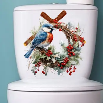 Decoração do banheiro Decalque Removível Pássaro Berry Coroa Wc Adesivo Pvc Impermeável Arte de Parede para Decoração Sala Quarto de Banho