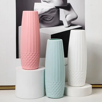 Plástico Vaso Criativo Estilo Nórdico Vaso Redondo De Moda Simples Anti Queda Imitação Vaso De Porcelana, Decoração Do Vaso De Flores
