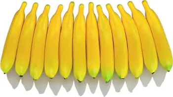 12pcs Conjunto Artificial de Bananas Amarelas Realista Simulação de Falso Fruto, Casa, Casa, Decoração Cozinha