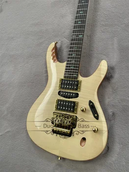 Ultra fino Guitarra Elétrica Piec Guitarra Corpo de Mogno com Flamed Maple Top de Maple Tremolo Bridge Sintonizadores de Ouro