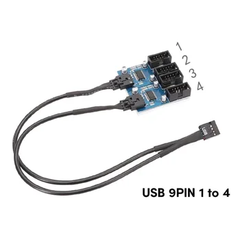 Placa-mãe 9Pin USB Cabeçalho Divisor Masculino 1 para 2/4 Fêmea do Cabo de Extensão do Adaptador de área de Trabalho de 9 Pinos USB2.0 HUB Conector