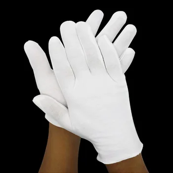 Novo 1Pair Homem de Trabalho das Mulheres Luvas de Algodão Branco Seco Mãos Luvas Respirável Leve Cerimonial Jóias de Inspeção de Luvas Unisex