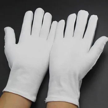 Novo 1Pair Homem de Trabalho das Mulheres Luvas de Algodão Branco Seco Mãos Luvas Respirável Leve Cerimonial Jóias de Inspeção de Luvas Unisex