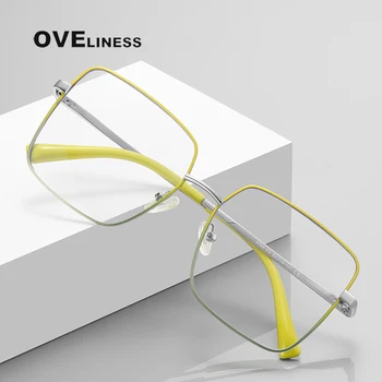 2023 Computador Anti-Blue Ray miopia Óculos de armação de metal Óculos de Leitura de forma quadrada Azul de Luz de Bloqueio de Óculos para Mulheres