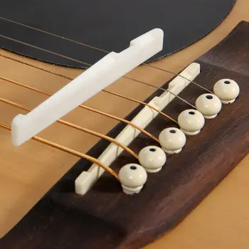 1 Conjunto De Osso Ponte Pinos De Unhas Porca Sela Parte Para O Acústico Folk Guitar Bull Estoque Ponte