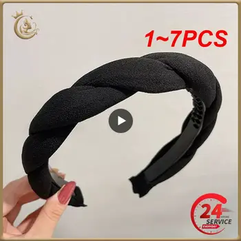 1~7PCS Novo Pu Couro Trançado Cabeça Café Bege Preto Trançado Hairband Mulheres Simples Faixa de Cabelo de Mulheres Acessórios de Cabelo