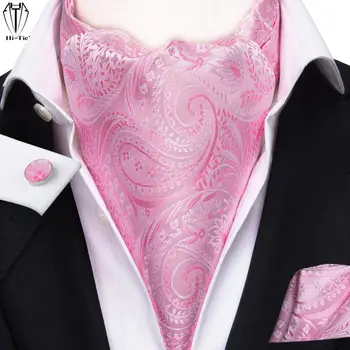 Hi-Laço cor-de-Rosa de Seda Mens Ascots Japao botão de Punho de Conjunto Jacquard de Losangos Vintage Plastrão Gravata para os homens a Festa de Casamento de Eventos de Alta Qualidade