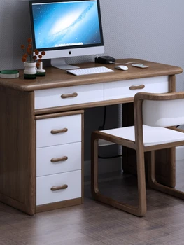 Nordic cera branca de madeira, mesa de computador, secretária, sala de estudo, minimalista, mesa de escritório, todo de madeira maciça mesa