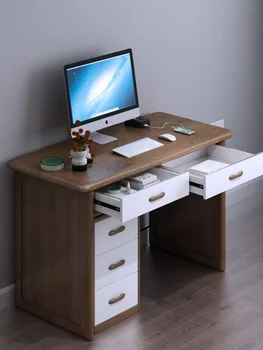 Nordic cera branca de madeira, mesa de computador, secretária, sala de estudo, minimalista, mesa de escritório, todo de madeira maciça mesa