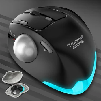 Trackball Mouse para Jogos Ergonômico Mouse sem Fio com Saco Recarregável Bluetooth Rollerball Multi-Dispositivo de Ratos para PC Tablet